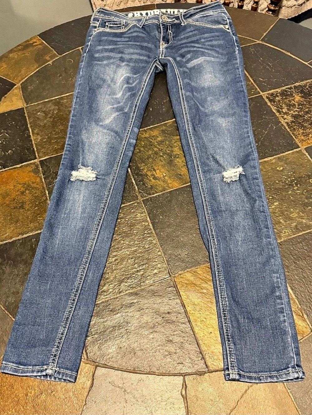 Hydraulic Distressed Skinny Jeans Blue Size 3/4